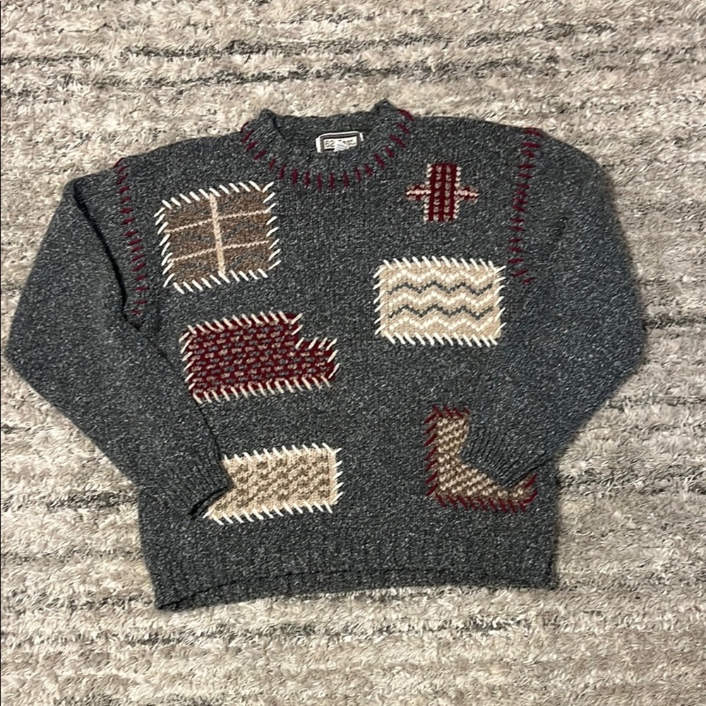 Men's Gray Patchwork Sweater